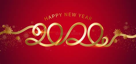 Happy New Year 2020 The Inscription Is Made Of Curved Gold Ribbons