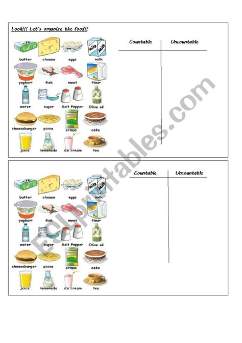 Countables And Uncountables Esl Worksheet By Cinti9