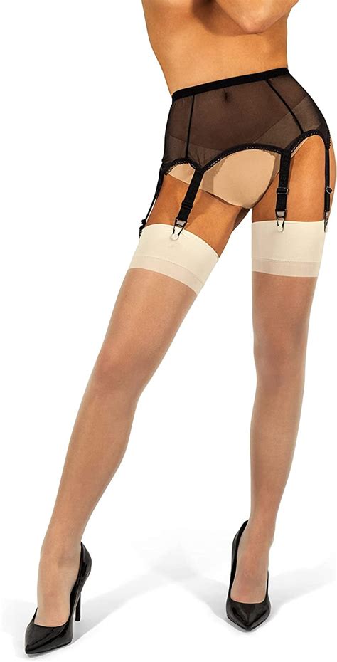 Sofsy Mesh Garter Belt With Straps For Thigh High Stockings Lingerie