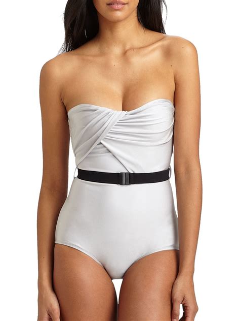 Lyst Zimmermann One Piece Belted Swimsuit In White