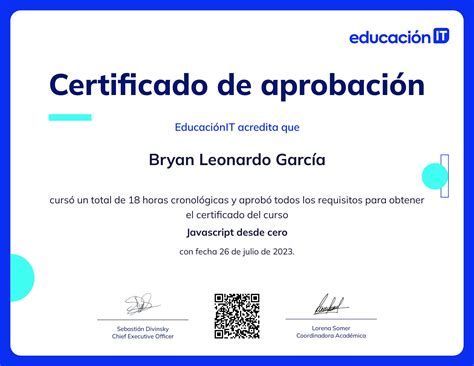 Certificado Bryan Leonardo García Educaciónit Code Your Future