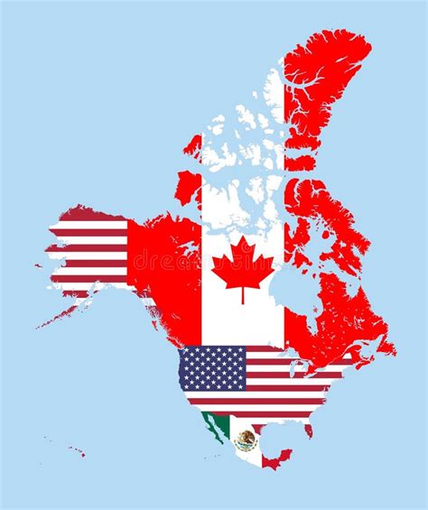 Canad Estados Unidos E M Xico Vector O Mapa Combinado Com As Bandeiras Ilustra O Do Vetor