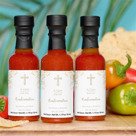 Confirmation Gold Cross Hot Sauces Hot Sauce Wedding Favors Wedding T Favors Birthday Party