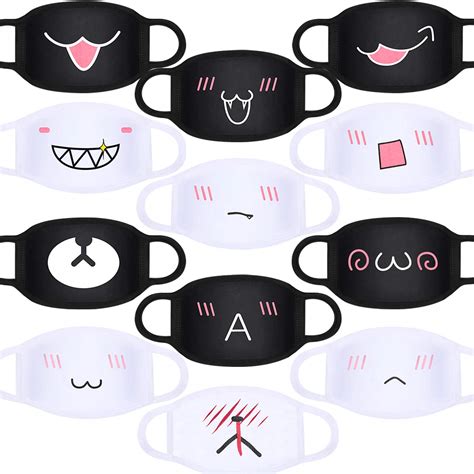 12 Pieces Mouth Mask Anime Unisex Cartoon Cotton Mask Anti Dust Mask