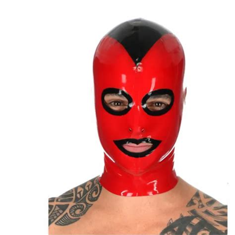 sexy latex hood mask with trim rubber unisex mask cosplay club wea 0 4mm red 39 99 picclick