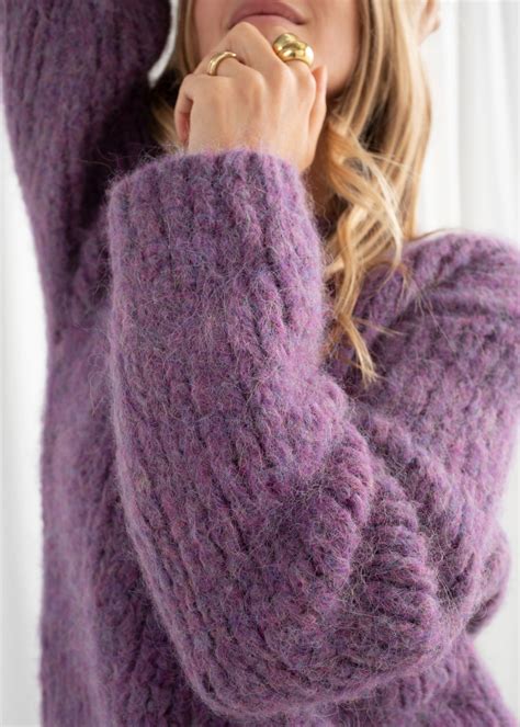 Chunky Alpaca Blend Knitted Sweater Purple Sweaters And Other Stories