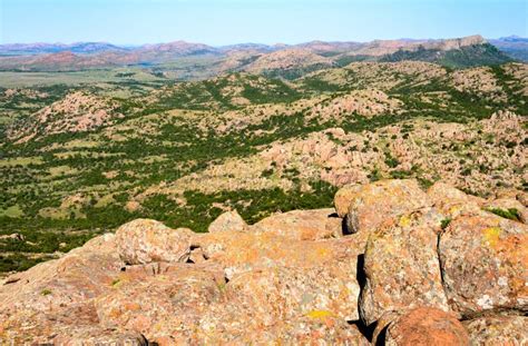 Wichita Mountains Wildlife Refuge Panorama Stock Photo Image Of Blue