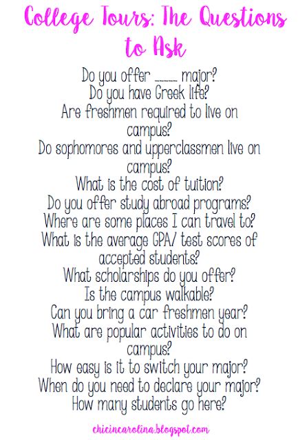 College Tours The Questions To Ask College Tour College Information