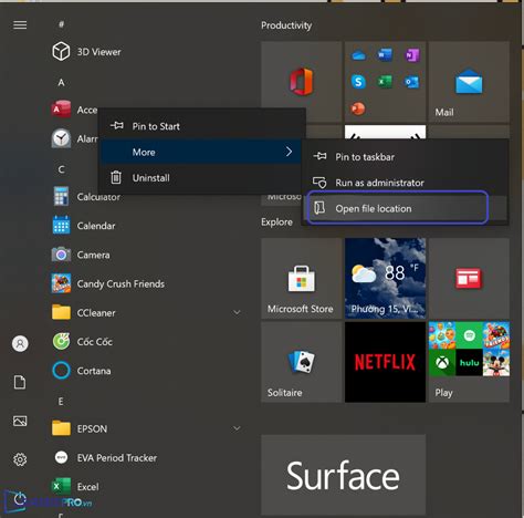 Đưa Icon ứng Dụng Ra Màn Hình Desktop Trên Windows 10 Surfaceprovn