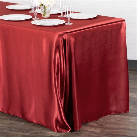 Satin Rectangular 90 X 132 Inch Tablecloth Burgundy At Cv Linens