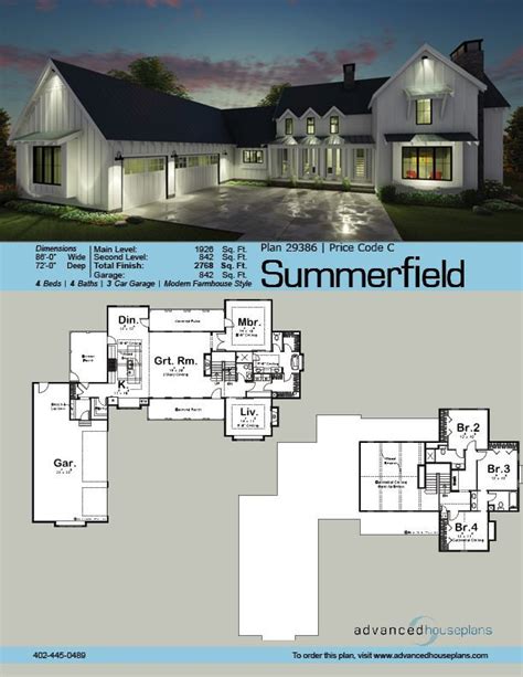 The technique commonly used for these concrete models is to use concrete blocks (cmu or concrete masonry units) for the ground floor and traditional wood construction upstairs if applicable. 29386 Summerfield The great expanses of this L-shaped, 1.5-story, Modern Farmh | Garage house ...