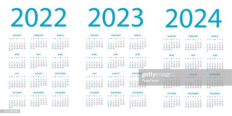Calendars 2022 2023 2024 Symple Layout Illustration Week Starts On