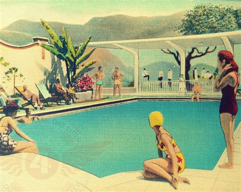 Swimming Pool Print Sets Mid Century Print Sets Tropical Art Etsy