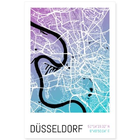 Düsseldorf Stadtplan Poster City Map Gradient Poster 40x60 Cm