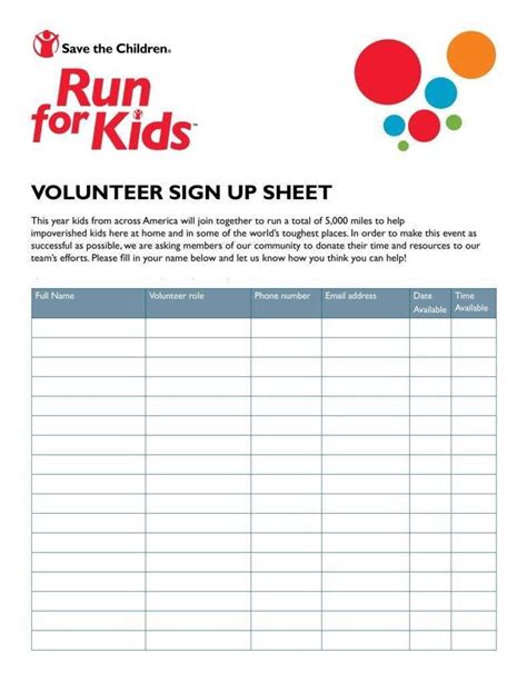 12 Volunteer Sign Up Sheet Templates Pdf