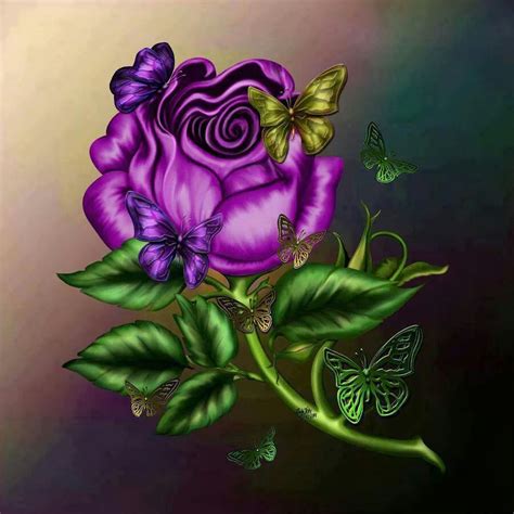 My Fav Purple Rose Flowery Wallpaper Flower Painting Purple Flowers