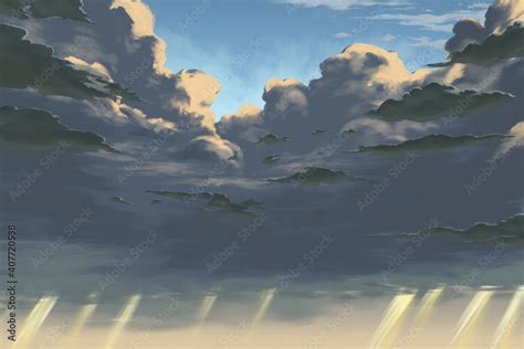 Anime Cloudy Sky Stock Illustration Adobe Stock