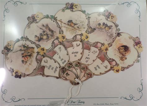 Vintage Inspired Victorian Paper Fan Greeting Card Old Print Factory