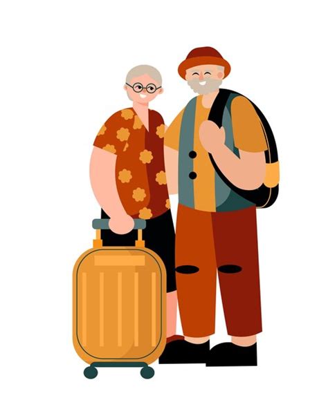 Premium Vector Adult Couple With Trolley Bag Waiting For Transport