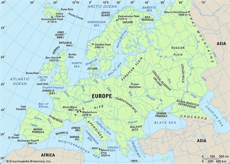 Physical Features In Europe Map World Map
