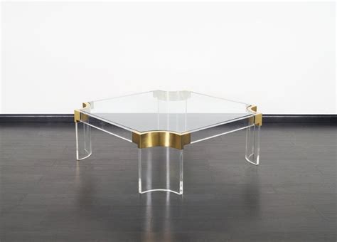 Made with 3/4 thick crystal clear usa lucite. Brass and Lucite "Waterfall Line" Coffee Table by Charles ...