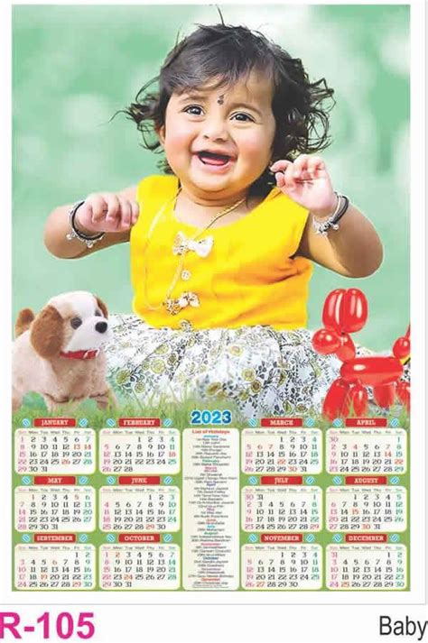 R105 Baby Poly Foam Calendar Printing 2023 Vivid Print India Get