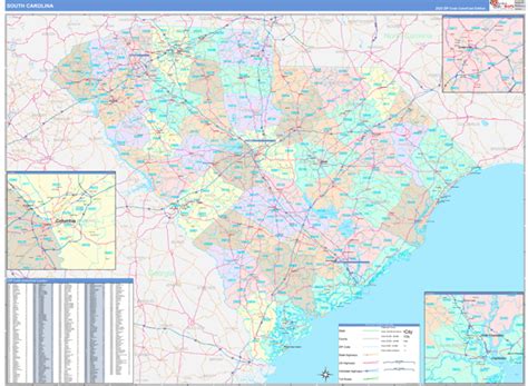 South Carolina Wall Map Color Cast Style By Marketmaps Mapsales