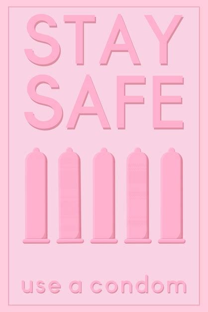 Safer Sex Stay Safe Pink Grußkarte Banner Kondom Und Slogan Verwenden