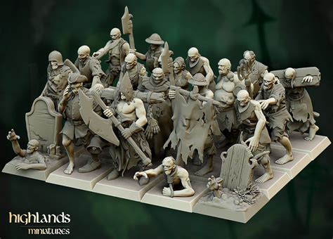 Zombies Highland Miniatures Undead 3d Resin Printed Etsy