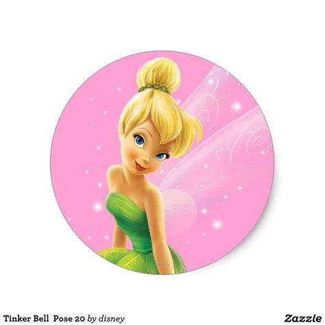 Tinker Bell Pose 20 Classic Round Sticker Disney Party Supplies Disney