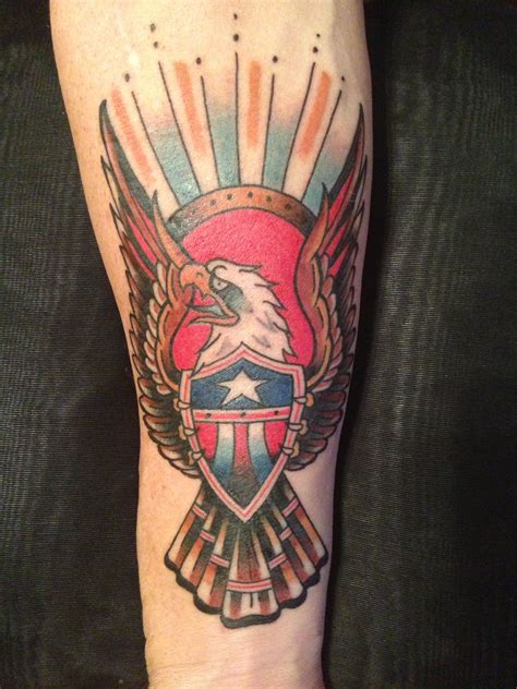 American Traditional Eagle And Shield Tattoo By Frank Fontanez