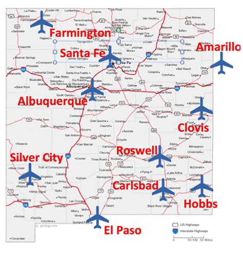 Airports In New Mexico Map Map Of Us Topographic