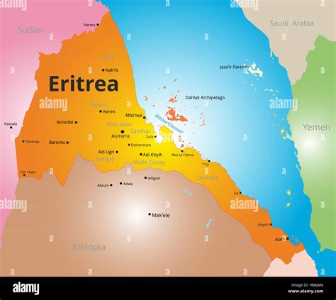Vector Color Map Of Eritrea Stock Photo Alamy
