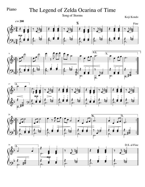 Most will be written for piano and voice but if you can transpose, you will have more than enough. Song of Storms sheet music for Piano download free in PDF or MIDI
