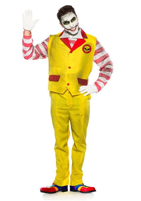 Mens Ronald Clown Halloween Fast Food Fancy Dress Costume 超美品の