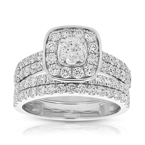 Vir Jewels 2 Cttw Diamond Wedding Engagement Ring Set 14k White Gold Bridal Style Cushion