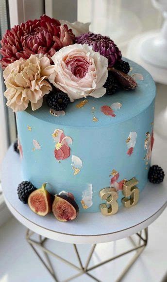 54 jaw droppingly beautiful birthday cake blue cake with fresh flowers