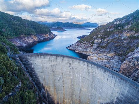 Gordon Dam Tasmania Aerial View Featuring Adventure Cliff And Gordon