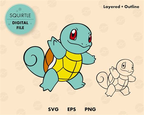 Squirtle Pokemon Svg Cut File Layered Digital Template Etsy