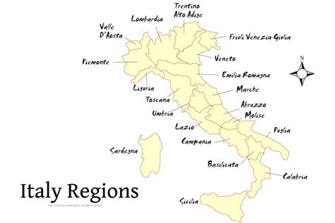 Qual è la latitudine e la longitudine e dove è campania? Map of the Italian Regions