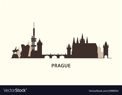 Prague Skyline Silhouette Royalty Free Vector Image