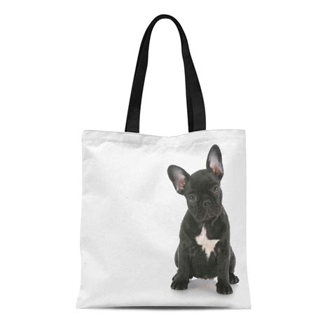 Canvas Bag Resuable Tote Grocery Shopping Bags Puppy French Bulldog