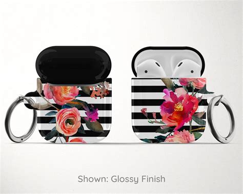 Floral Apple Airpod Case Airpods Pro Hard Case Black And White Etsy