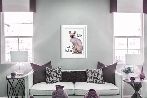 Hairless Cat Gifts Hairless Cat Art Naked And Unafraid Etsy