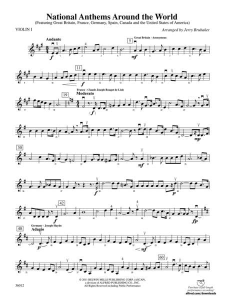 National Anthems Around The World 1st Violin By Digital Sheet Music