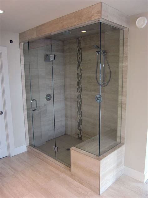 Choosing the right glass for your front entry door is a meticulous process. Shower glass door, tile | Bathroom shower enclosures ...