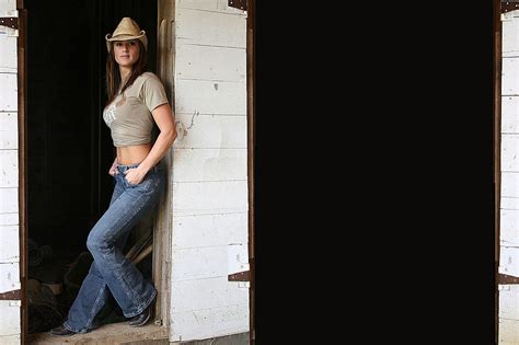 Hanging Out Hats Cowgirl Boots Ranch Outdoors Barn Brunettes