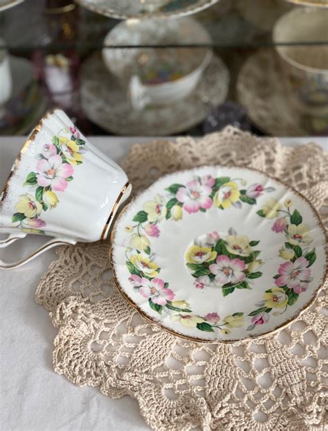 Vtg Royal Stafford Bone China Lyringa Yellow Pink Etsy