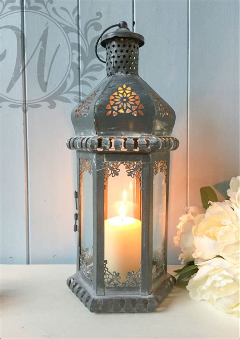 Vintage Lantern Candle Holder Moroccan Antique Style French Tea Light