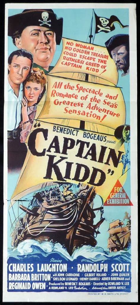 Captain kidd is a 1945 american adventure film starring charles laughton, randolph scott and barbara britton. CAPTAIN KIDD Original Daybill Movie Poster Randolph Scott ...